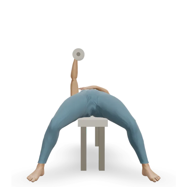 One-arm dumbbell fly demonstrated on the 3D figure
