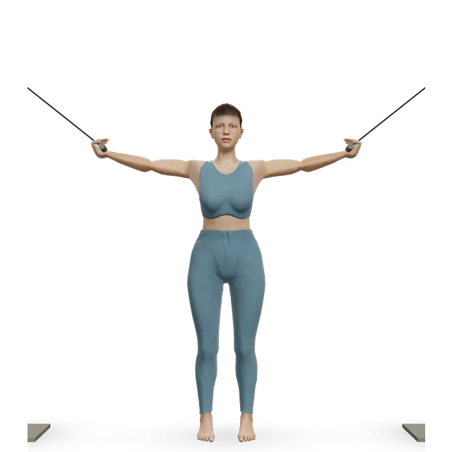 Overhead Cable Curl demonstrated on the 3D figure