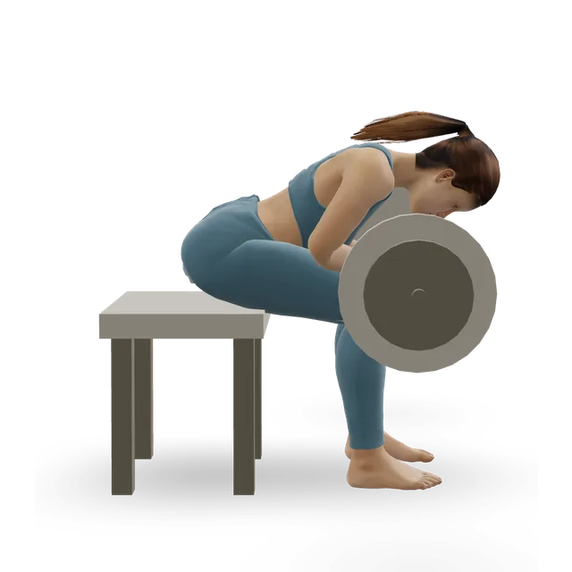 Barbell wrist curl over a bench demonstrated on the 3D figure