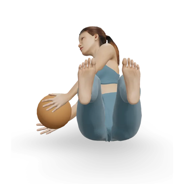 Russian twist with a weight demonstrated on the 3D figure