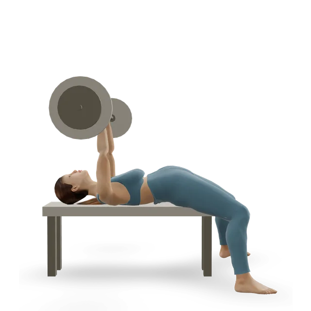 Reverse-grip bench press demonstrated on the 3D figure