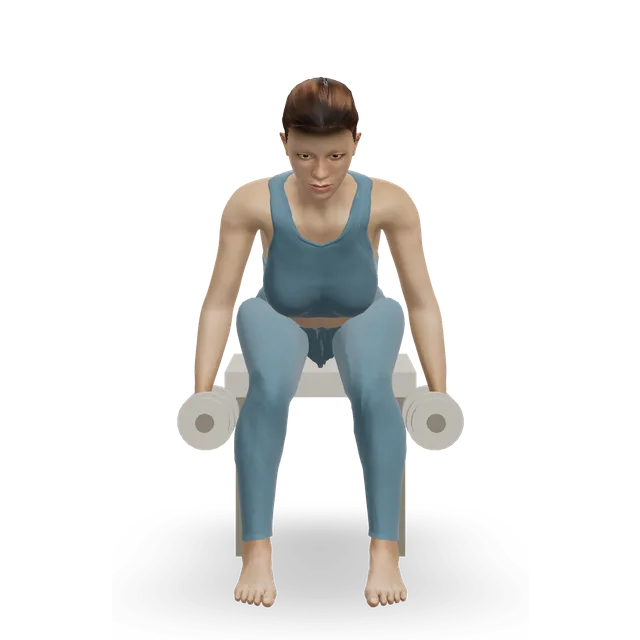 Seated bent-over rear delt raise demonstrated on the 3D figure