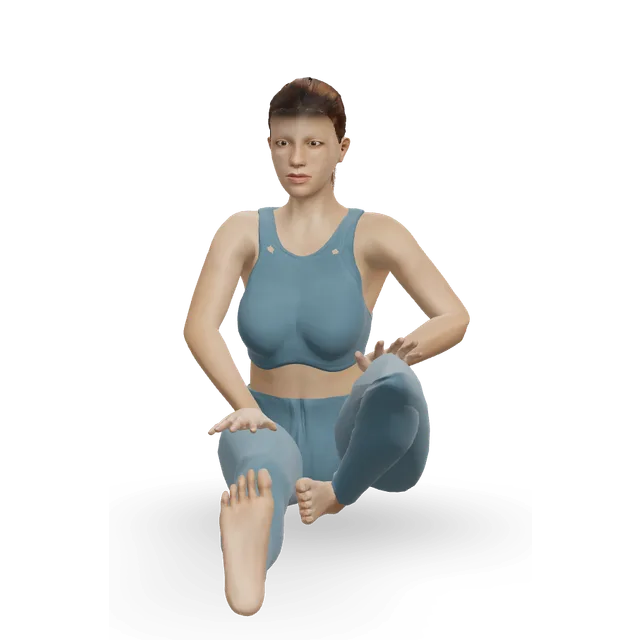 Seated Floor Hamstring Stretch demonstrated on the 3D figure