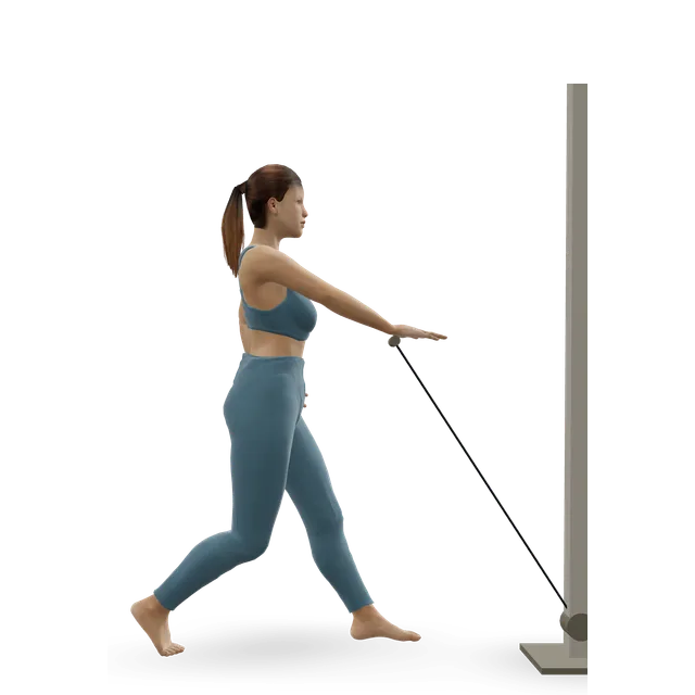 Standing one-arm cable row (shotgun row) demonstrated on the 3D figure
