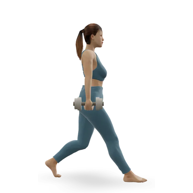 Split squat with dumbbells demonstrated on the 3D figure