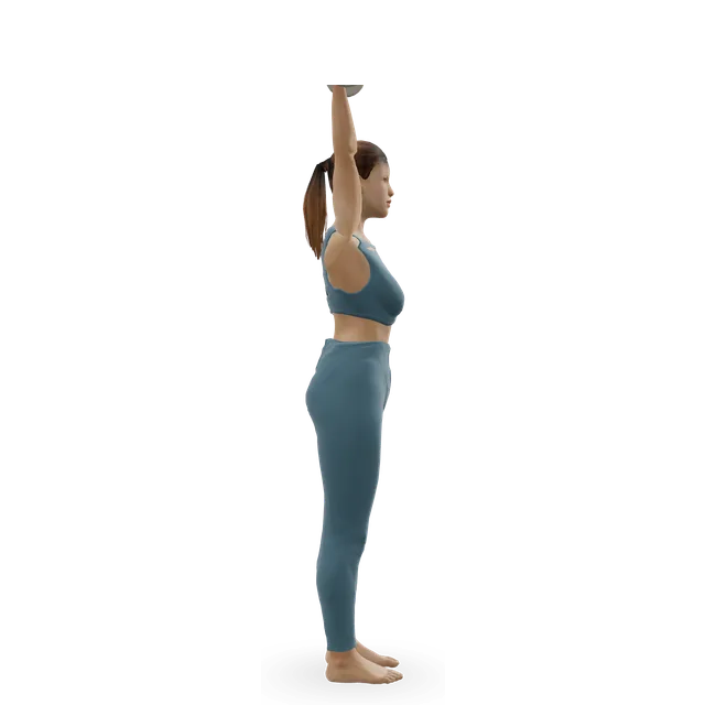 One-arm overhead dumbbell triceps extension demonstrated on the 3D figure