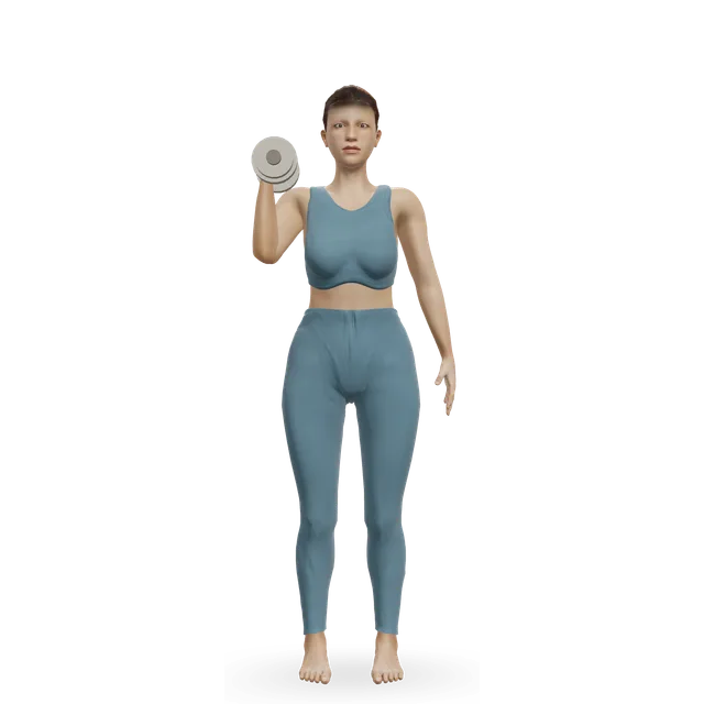 Standing one-arm palm-in press demonstrated on the 3D figure