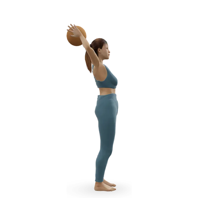 Two-hand overhead throw demonstrated on the 3D figure