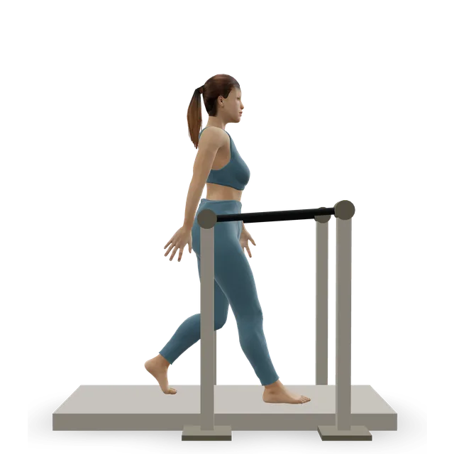 Treadmill walking demonstrated on the 3D figure