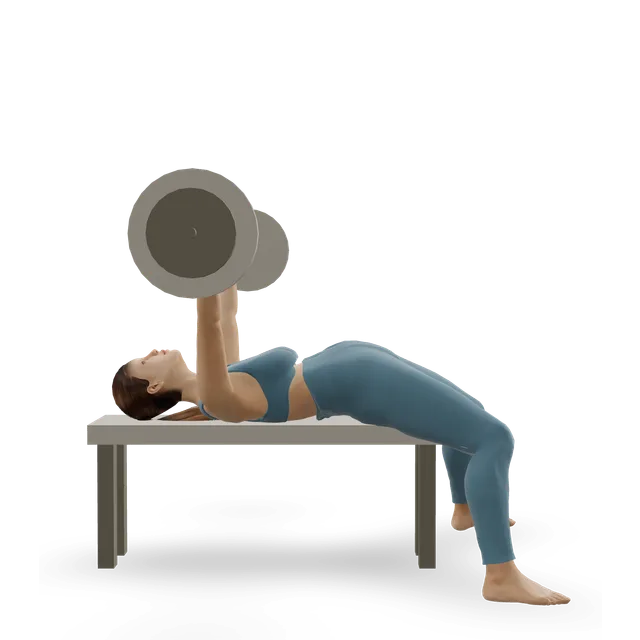 Wide-grip bench press demonstrated on the 3D figure