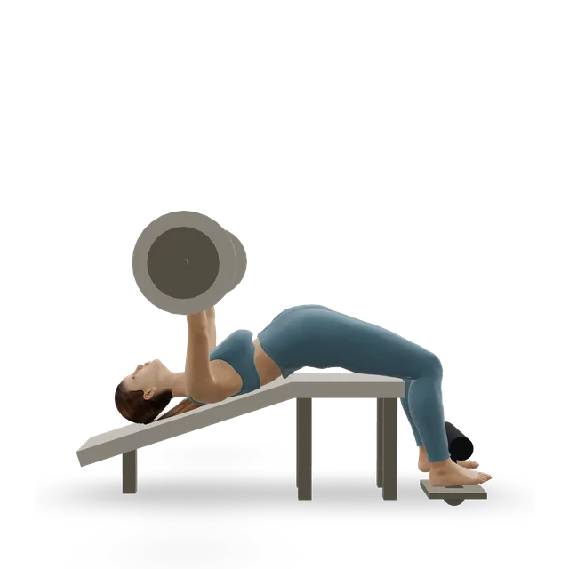 Wide-Grip Decline Barbell Pullover demonstrated on the 3D figure