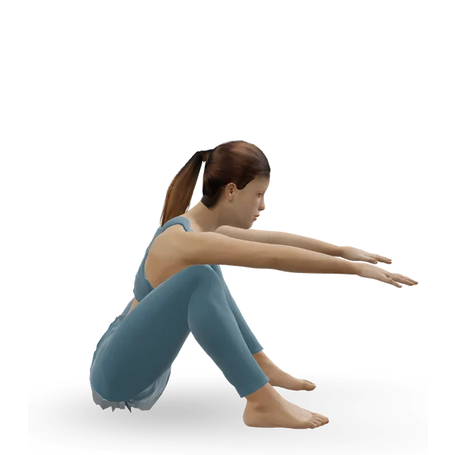 Half roll back (Pilates C-curve roll back) demonstrated on the 3D figure