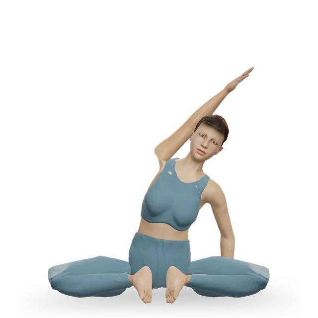 Mermaid (Pilates seated side bend) demonstrated on the 3D figure