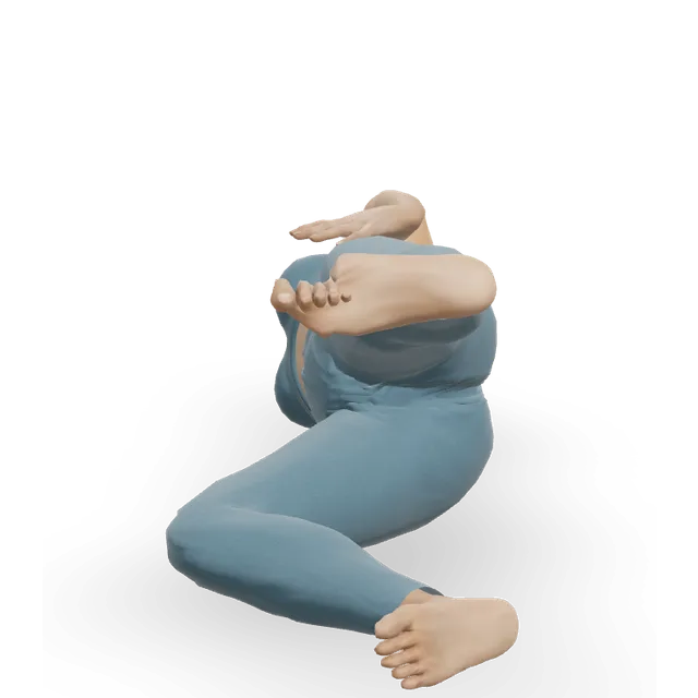 Side-lying leg circles (Pilates side kick series) demonstrated on the 3D figure