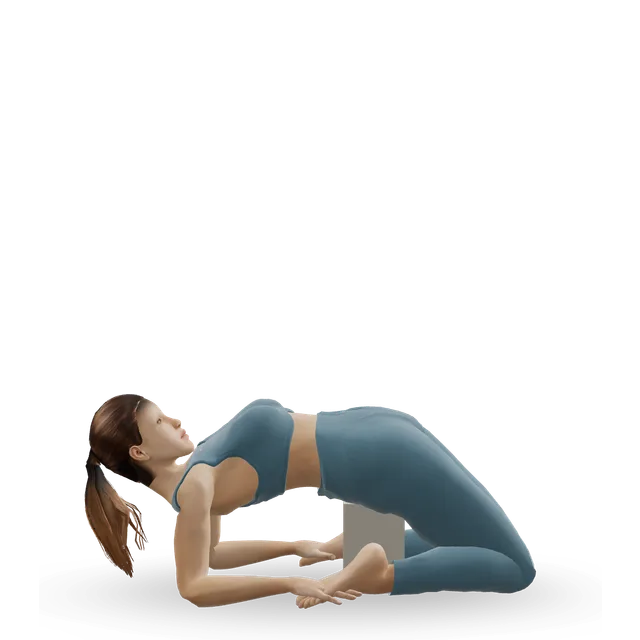 Reclining hero pose (Supta Virasana) demonstrated on the 3D figure