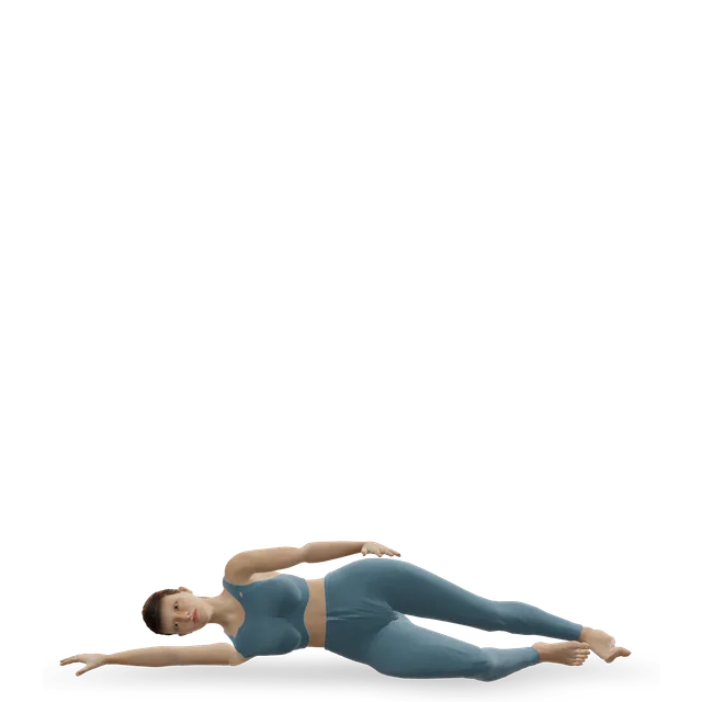 Side-lying leg raise demonstrated on the 3D figure