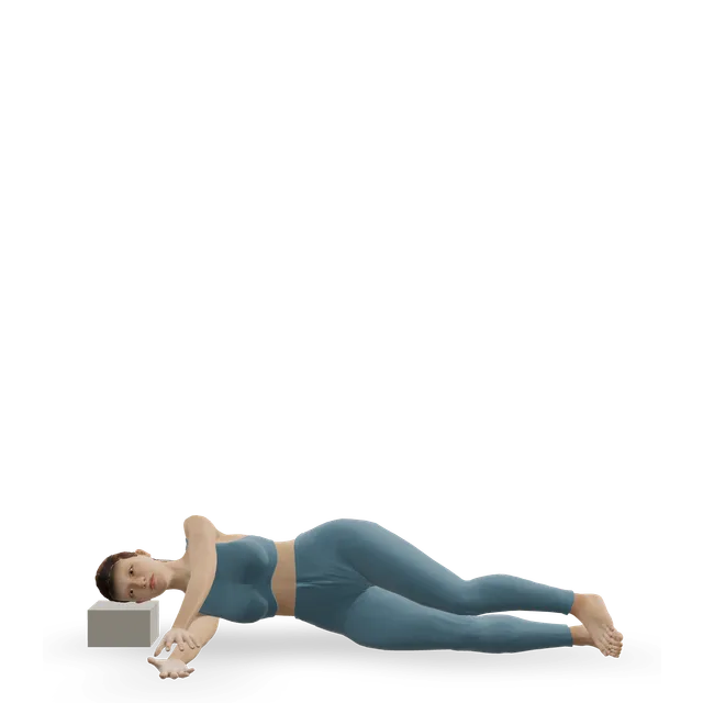 Side-lying tummy draw-in demonstrated on the 3D figure