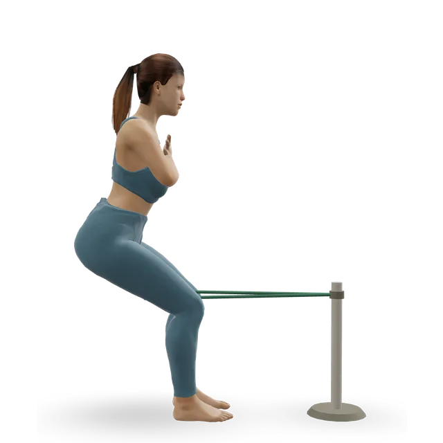 Spanish squat (band squat hold) demonstrated on the 3D figure