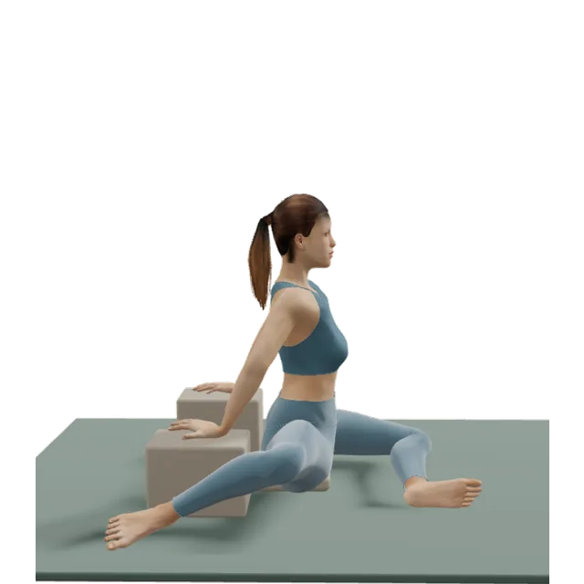 Supported 90/90 hip rotation demonstrated on the 3D figure