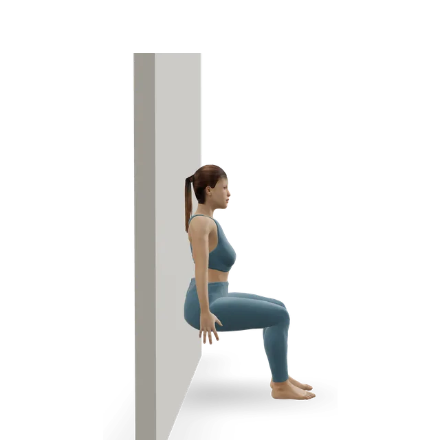 Wall sit demonstrated on the 3D figure