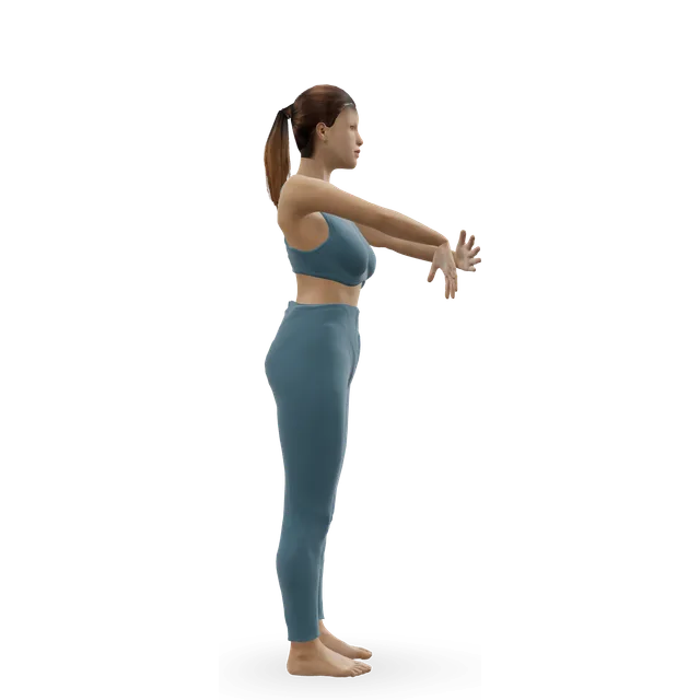 Wrist extensor stretch (tennis elbow stretch) demonstrated on the 3D figure